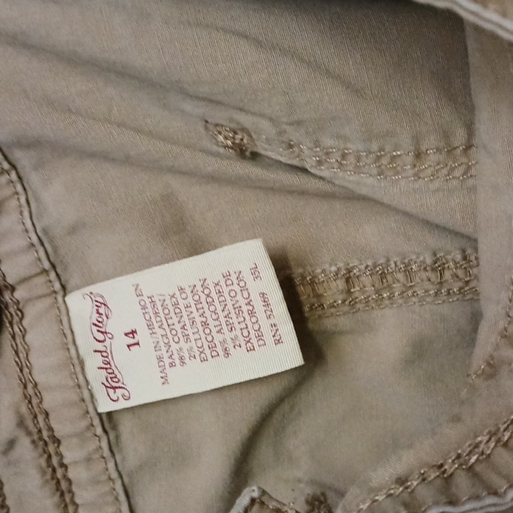 Size 14 Faded Glory khaki cargo pants
